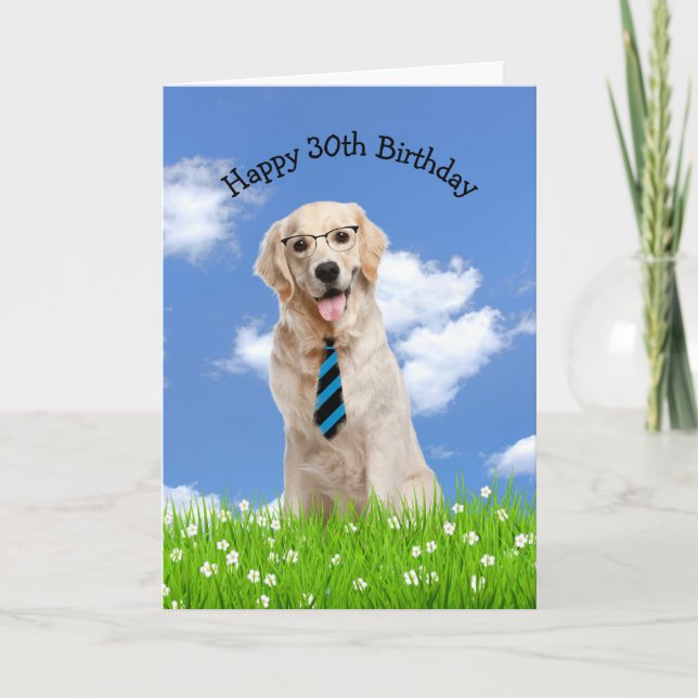 Goldener Retriever zum 30. Geburtstag Karte (Vorderseite)