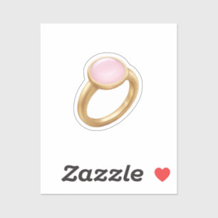 Goldener Ring mit rosa Gem Emoji Art Aufkleber