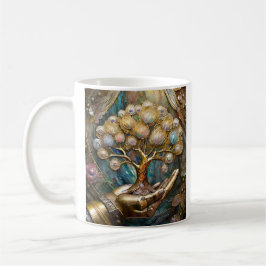 Goldener Roboter-Handholz Gold Tree of Life Kaffeetasse