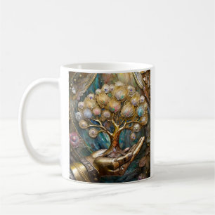 Goldener Roboter-Handholz Gold Tree of Life Kaffeetasse