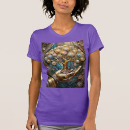 Goldener Roboter-Handholz Gold Tree of Life T-Shirt