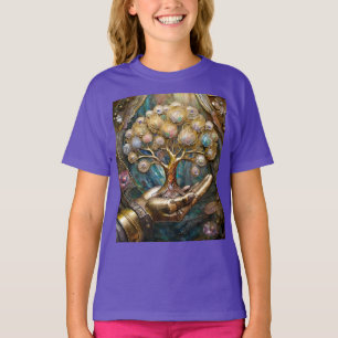 Goldener Roboter-Handholz Gold Tree of Life T-Shirt