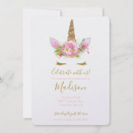 Goldener Rosa Blumenzwiebeln Geburtstag Einladung