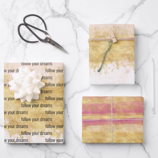 Goldener Rosa Glam  Geschenkpapier Set (Vorderseite)