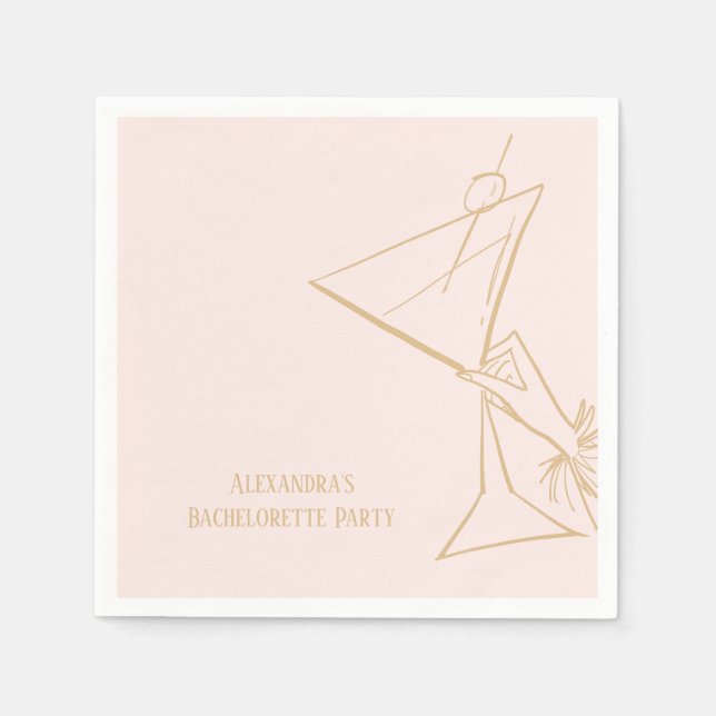 Goldener Rosa Junggeselinnen-Abschied Napkin Serviette (Vorderseite)