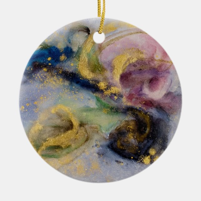 Goldener Röte-Traum Keramik Ornament (Vorne)