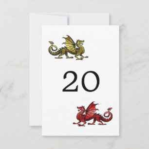 Goldener roter Drache Hochzeitstischkarte Einladung