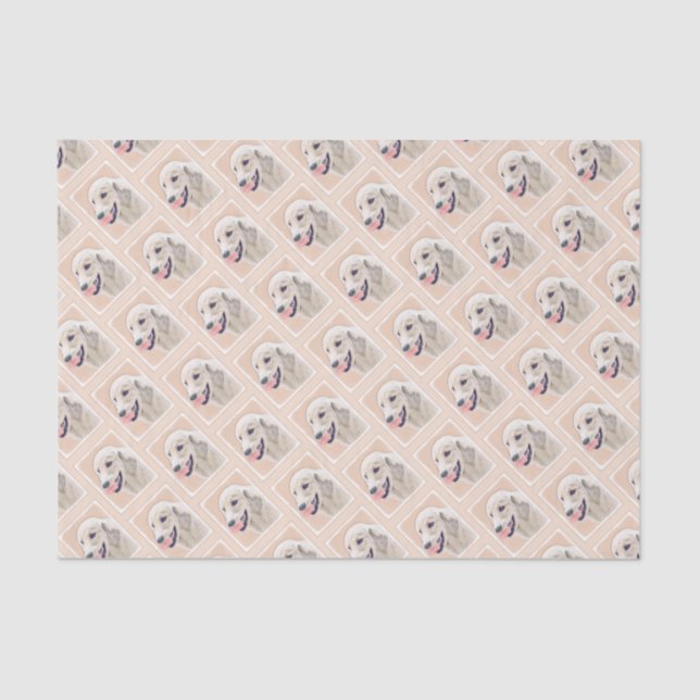 Goldener Rückzug mit Tennis Ball Malerei Hund Art Seidenpapier (Vorderseite)