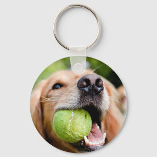 Goldener Rückzug mit Tennisball Schlüsselanhänger