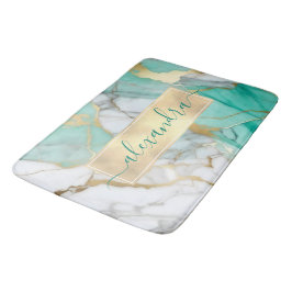Goldener Salbei Grün Marmor Modern Elegant Badematte