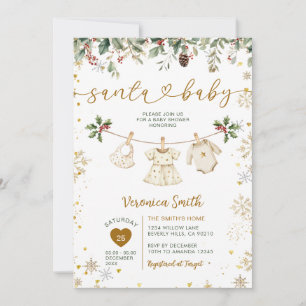 Goldener Santa-Baby-Party-Outlook-Weihnachten-Blum Einladung