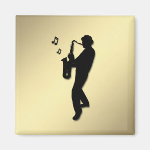 Goldener Saxophonspieler Magnet