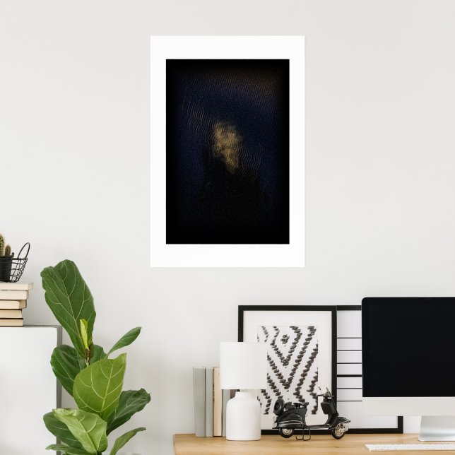 Goldener Schimmer Dunkle Stimmung Abstrakt Kunst Poster (Heimbüro)