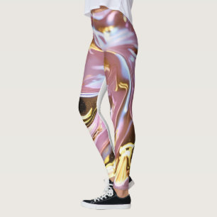 "Goldener Schimmer: Hellrosa Leggings mit weißem G