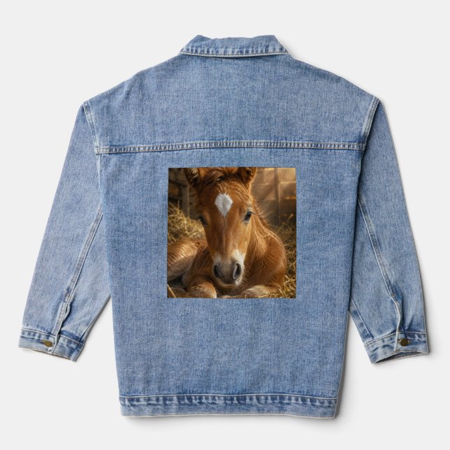 Goldener Schlummer sanftes Fohlen Jeansjacke (Rückseite)