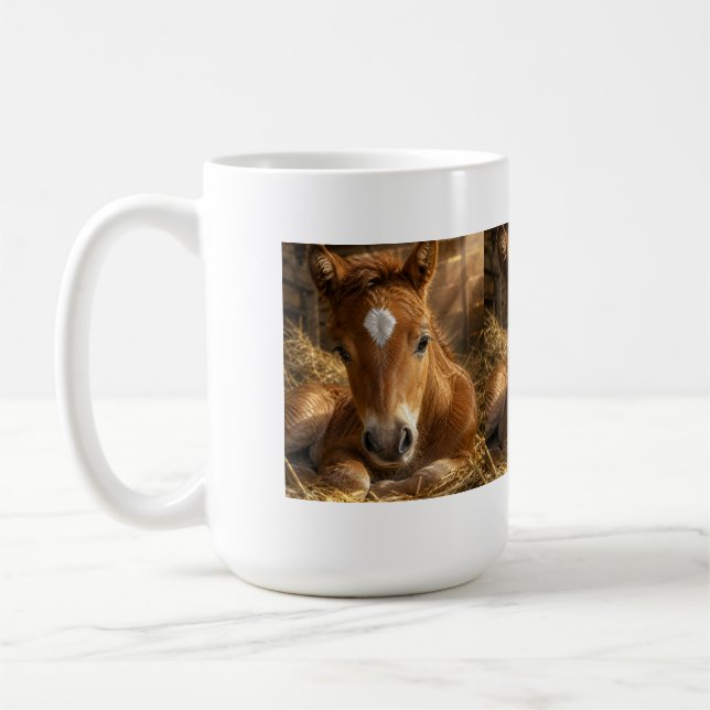 Goldener Schlummer sanftes Fohlen Kaffeetasse (Links)