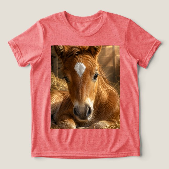 Goldener Schlummer sanftes Fohlen Tri-Blend Shirt (Design Vorderseite)