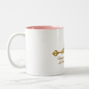 Goldener Schlüssel & Schmetterling Inspirations-Ta Zweifarbige Tasse