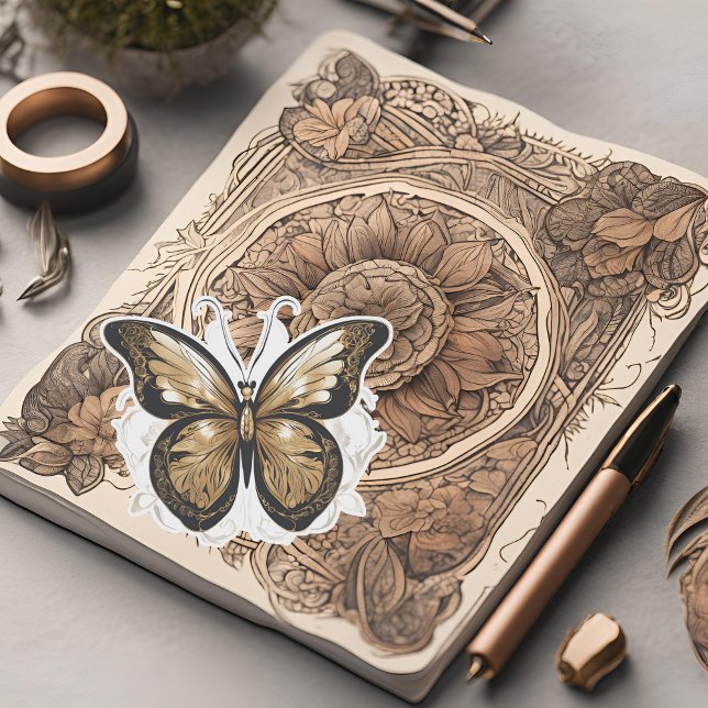 Goldener Schmetterling Aufkleber (Von Creator hochgeladen)