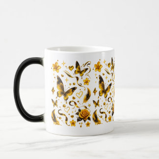 Goldener Schmetterling Blumen-Tasse | Eleganter sc Verwandlungstasse