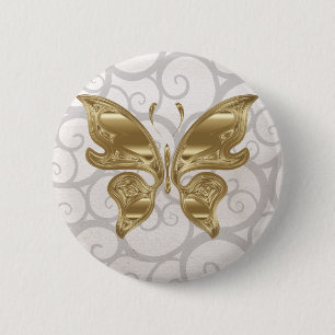 Goldener Schmetterling Button