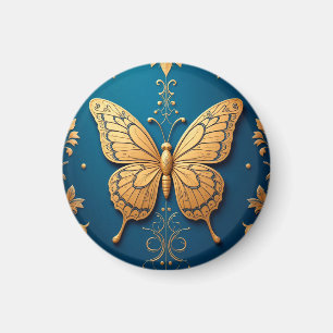 🦋 Goldener Schmetterling Florales Dekor ✨ Magnet