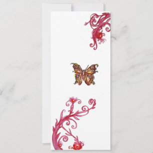 GOLDENER SCHMETTERLING, hellrote weiße Ornamente Einladung