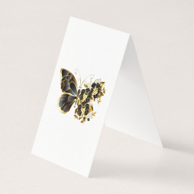 Goldener Schmetterling mit schwarzem Orchid (Rückseite)