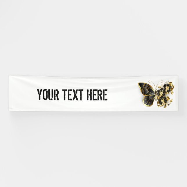 Goldener Schmetterling mit schwarzem Orchid Banner (Horizontal)