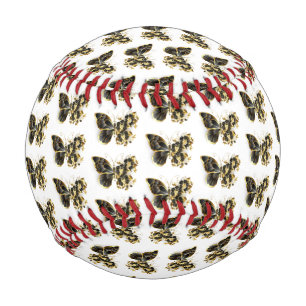 Goldener Schmetterling mit schwarzem Orchid Baseball