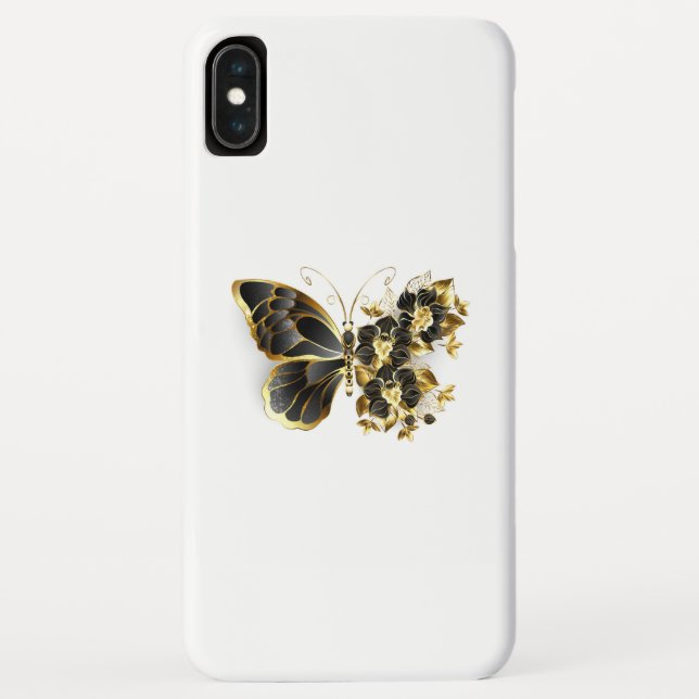 Goldener Schmetterling mit schwarzem Orchid Case-Mate iPhone Hülle (Rückseite)
