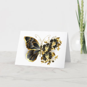 Goldener Schmetterling mit schwarzem Orchid Dankeskarte