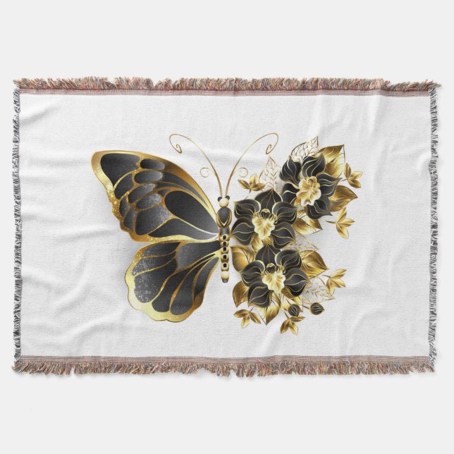Goldener Schmetterling mit schwarzem Orchid Decke (Vorderseite)