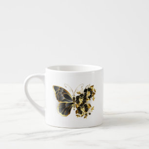 Goldener Schmetterling mit schwarzem Orchid Espressotasse