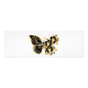 Goldener Schmetterling mit schwarzem Orchid Fotodruck