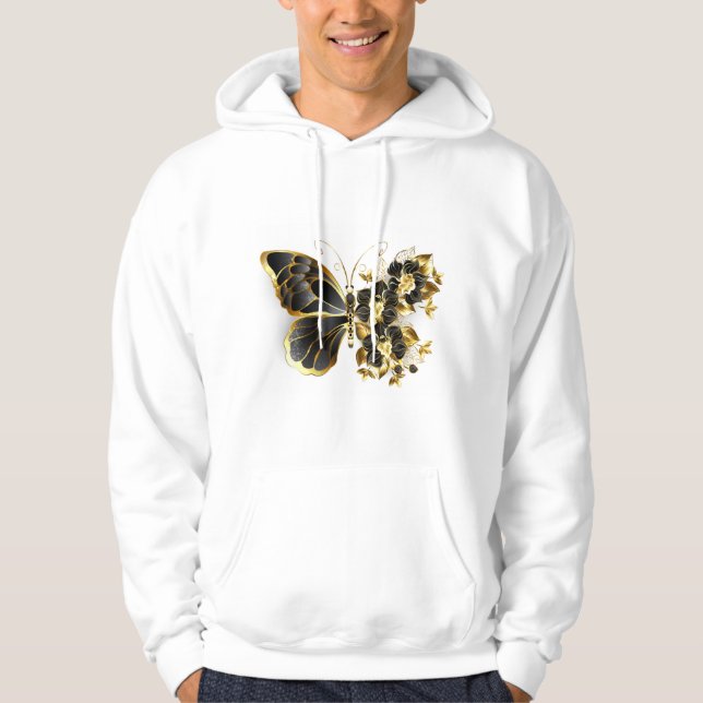Goldener Schmetterling mit schwarzem Orchid Hoodie (Vorderseite)