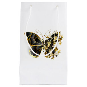 Goldener Schmetterling mit schwarzem Orchid Kleine Geschenktüte
