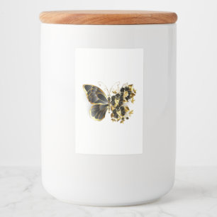 Goldener Schmetterling mit schwarzem Orchid Lebensmitteletikett