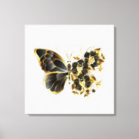 Goldener Schmetterling mit schwarzem Orchid