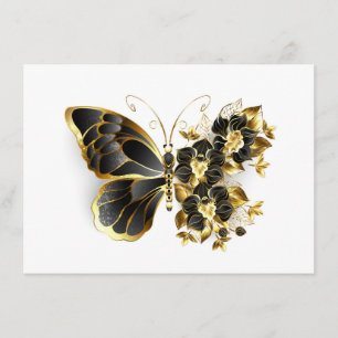 Goldener Schmetterling mit schwarzem Orchid Menükarte