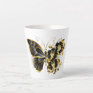Goldener Schmetterling mit schwarzem Orchid Milchtasse