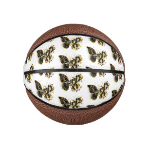 Goldener Schmetterling mit schwarzem Orchid Mini Basketball