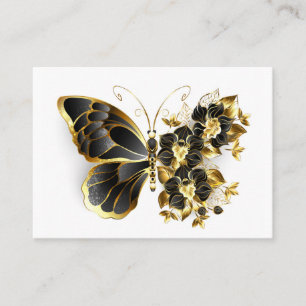 Goldener Schmetterling mit schwarzem Orchid Platzkarte