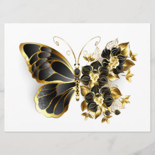 Goldener Schmetterling mit schwarzem Orchid Programm