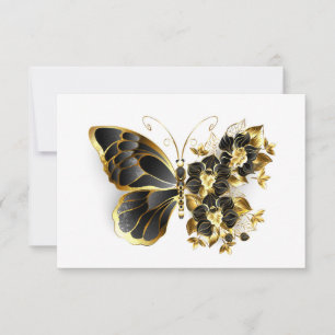 Goldener Schmetterling mit schwarzem Orchid RSVP Karte
