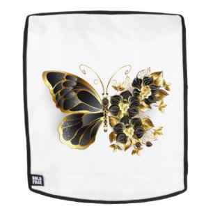 Goldener Schmetterling mit schwarzem Orchid Rucksack