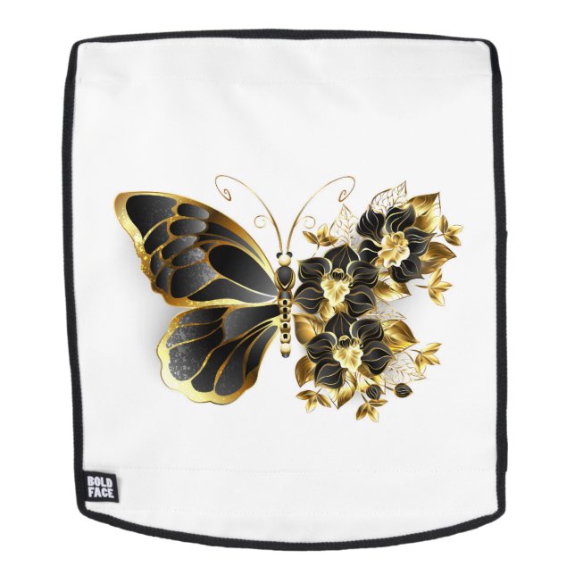 Goldener Schmetterling mit schwarzem Orchid Rucksack (Abnehmbare Front)