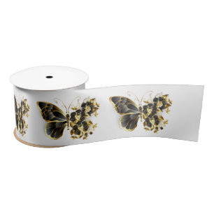 Goldener Schmetterling mit schwarzem Orchid Satinband