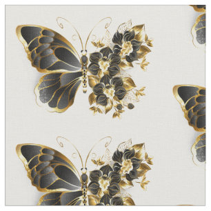 Goldener Schmetterling mit schwarzem Orchid Stoff