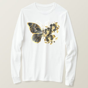Goldener Schmetterling mit schwarzem Orchid T-Shirt